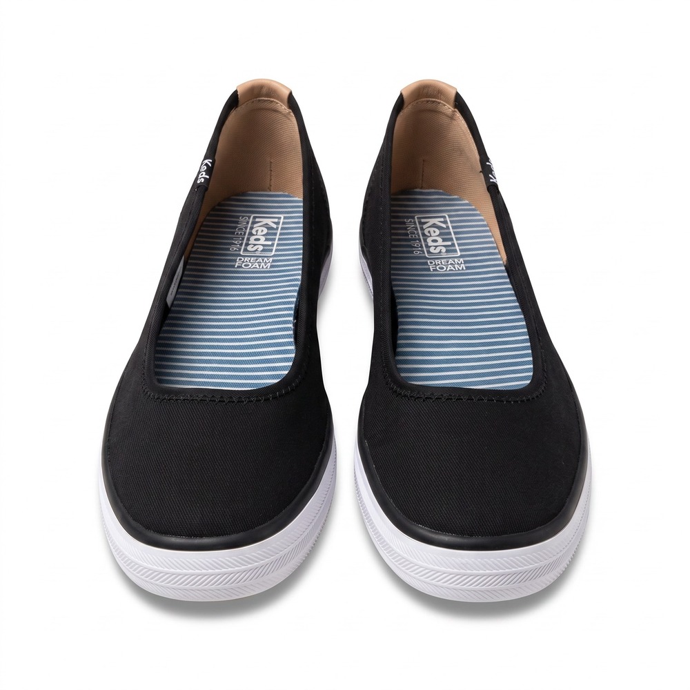 Keds Chillax Ballet Flats Black Canvas Slip On Shoes WF59937 Womens 9